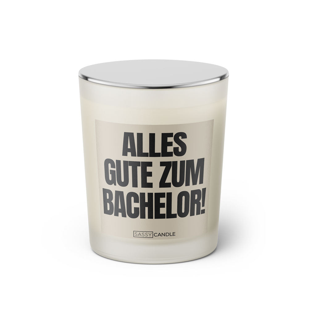 Duftkerze mit Spruch | Alles Gute zum Bachelor!