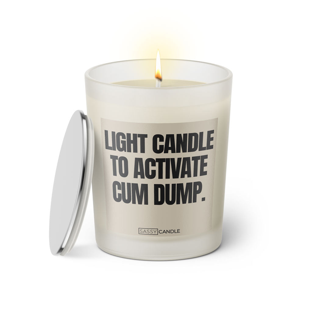 Duftkerze mit Spruch | Light candle to activate cum dump.