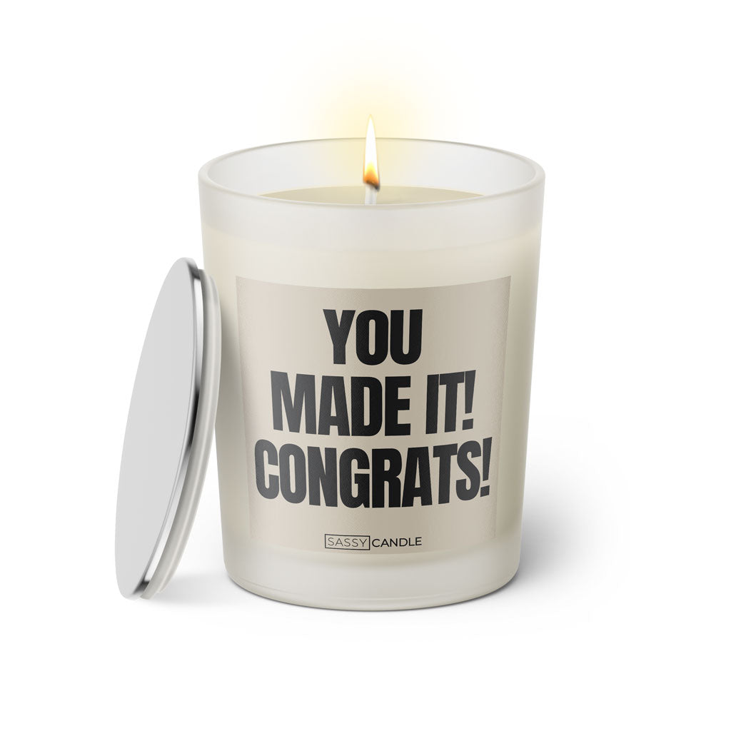 Duftkerze mit Spruch | You made it! Congrats!
