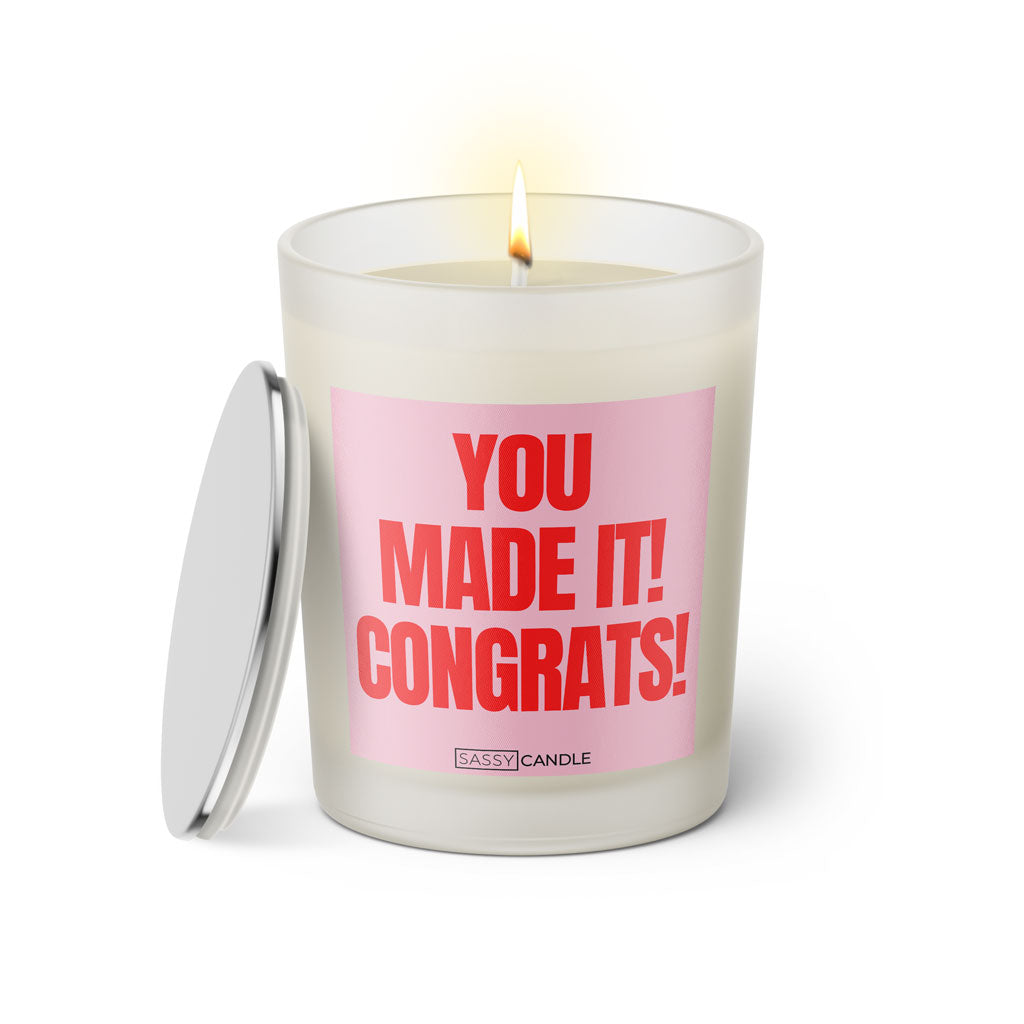 Duftkerze mit Spruch | You made it! Congrats!