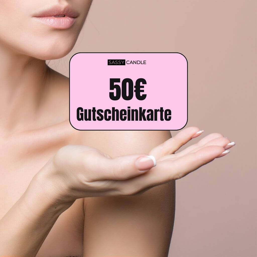 Gutscheinkarte im Wert von 50€ von Sassy Candle.