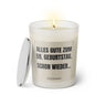 Duftkerze mit witzigem Spruch. Alles Gute zum 59. Geburtstag. Schon wieder. Farbe beige und schwarze Schrift. Kerzenglas mit Deckel von SassyCandle.