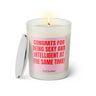 Duftkerze mit witzigem Spruch. Congrats for being sexy and intelligent at the same time. Farbe rosa und pinke Schrift. Kerzenglas mit silbernem Deckel von SassyCandle