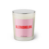 Duftkerze mit Spruch: Alltagsheldin. Farbe rosa und pink von Sassy Candle.