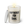 Duftkerze mit Spruch: Duftkerze für Ökos. Farbe beige und schwarz von Sassy Candle.