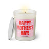 Duftkerze mit witzigem Spruch: Happy Mother's Day! Farbe rosa und pink mit silbernem Deckel von Sassy Candle.