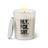 Duftkerze mit Spruch: HLY. FCK. SHT. Farbe beige und schwarz von Sassy Candle.
