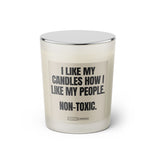 Duftkerze mit Spruch: I like my candles how I like my people. Non-Toxic. Farbe beige und schwarz von Sassy Candle.