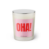 Duftkerze mit Spruch: OHA! Farbe rosa und pink von Sassy Candle.