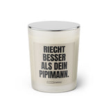 Duftkerze mit Spruch: Riecht besser als dein Pipimann. Farbe beige und schwarz von Sassy Candle.