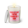 Duftkerze mit witzigen Spruch: Smells like you're gonna be a Dad! Farbe rosa und pink von Sassy Candle.