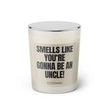 Duftkerze mit witzigen Spruch: Smells like you're gonna be an Uncle! Farbe beige und schwarz von Sassy Candle.
